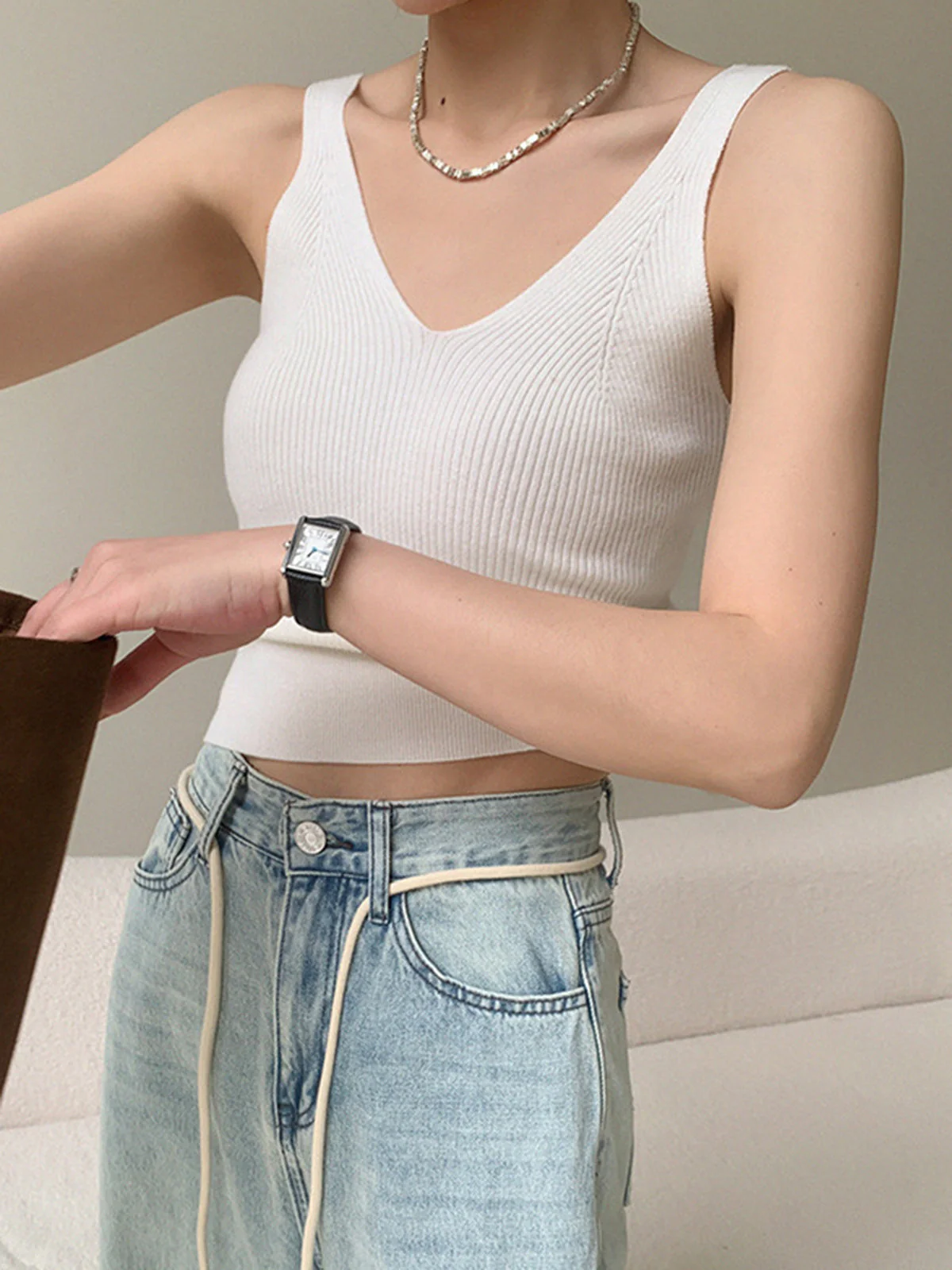 v-neck rib Graceful tank top - Image 11