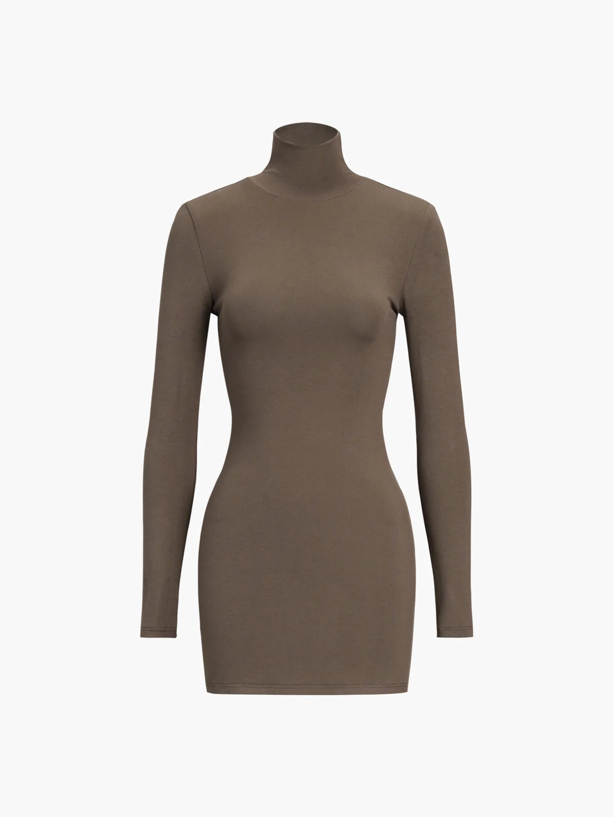 Turtleneck Open Back Trendy Long Sleeve Short Dress - Image 7