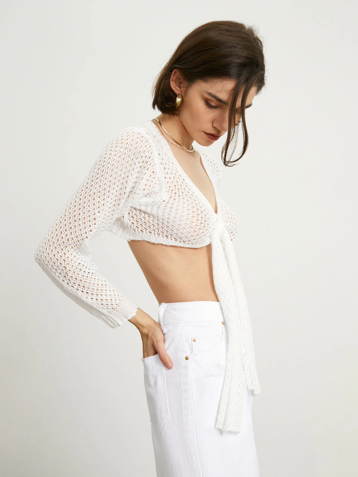 Tied Charming Pointelle Cardigan - Image 14