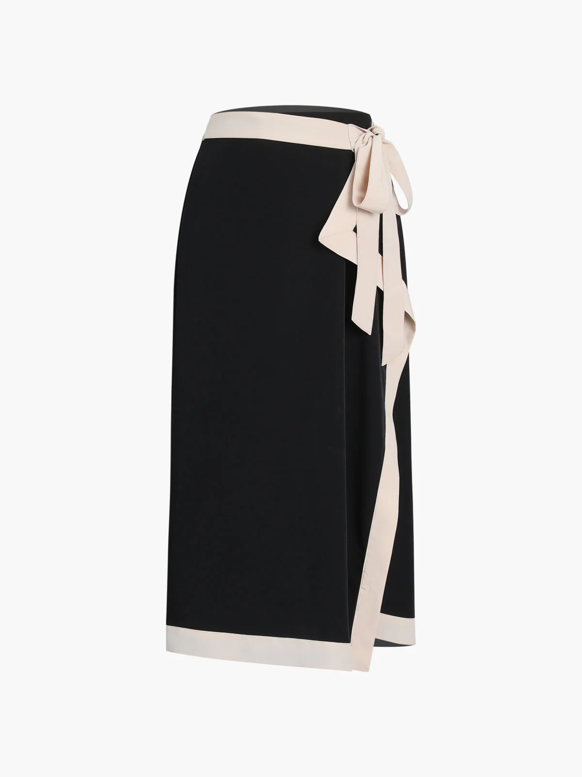 Tie Front Contrast Trendy Trim Midi Skirt - Image 5