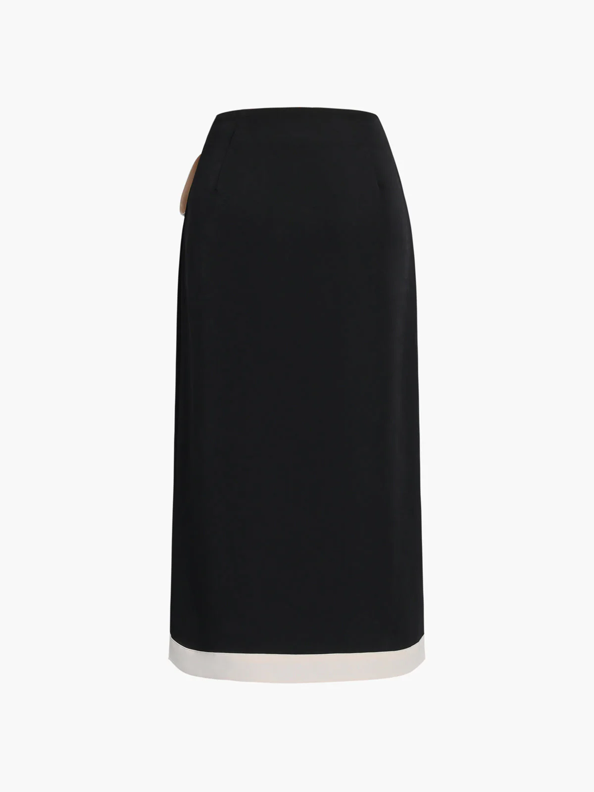 Tie Front Contrast Trendy Trim Midi Skirt - Image 6