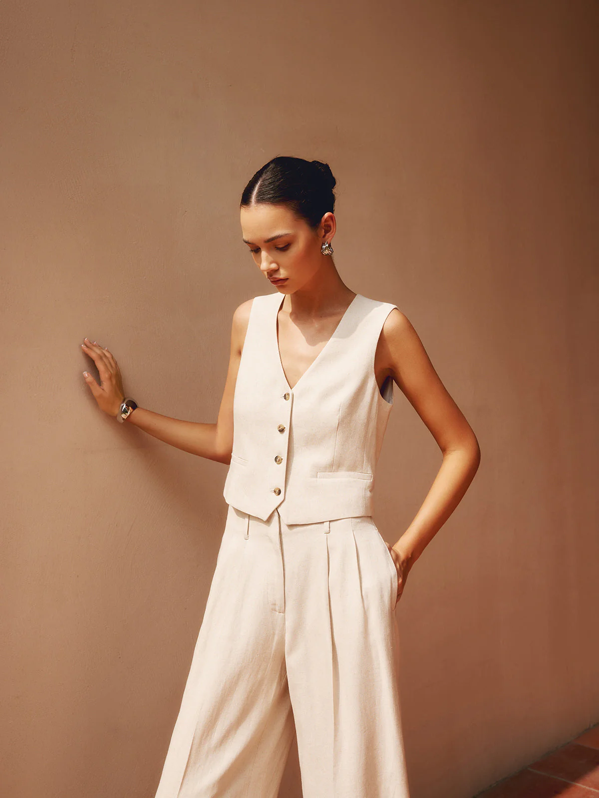 Tailored Button Graceful Suit Waistcoat - Image 7