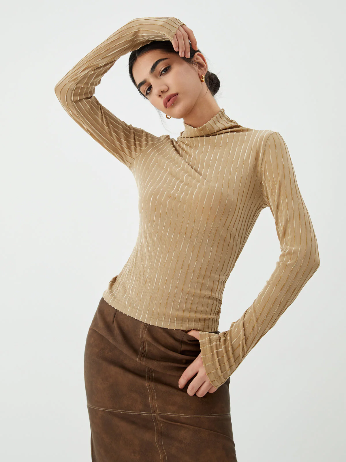 Striped Long Graceful Sleeve Shirt - Image 3