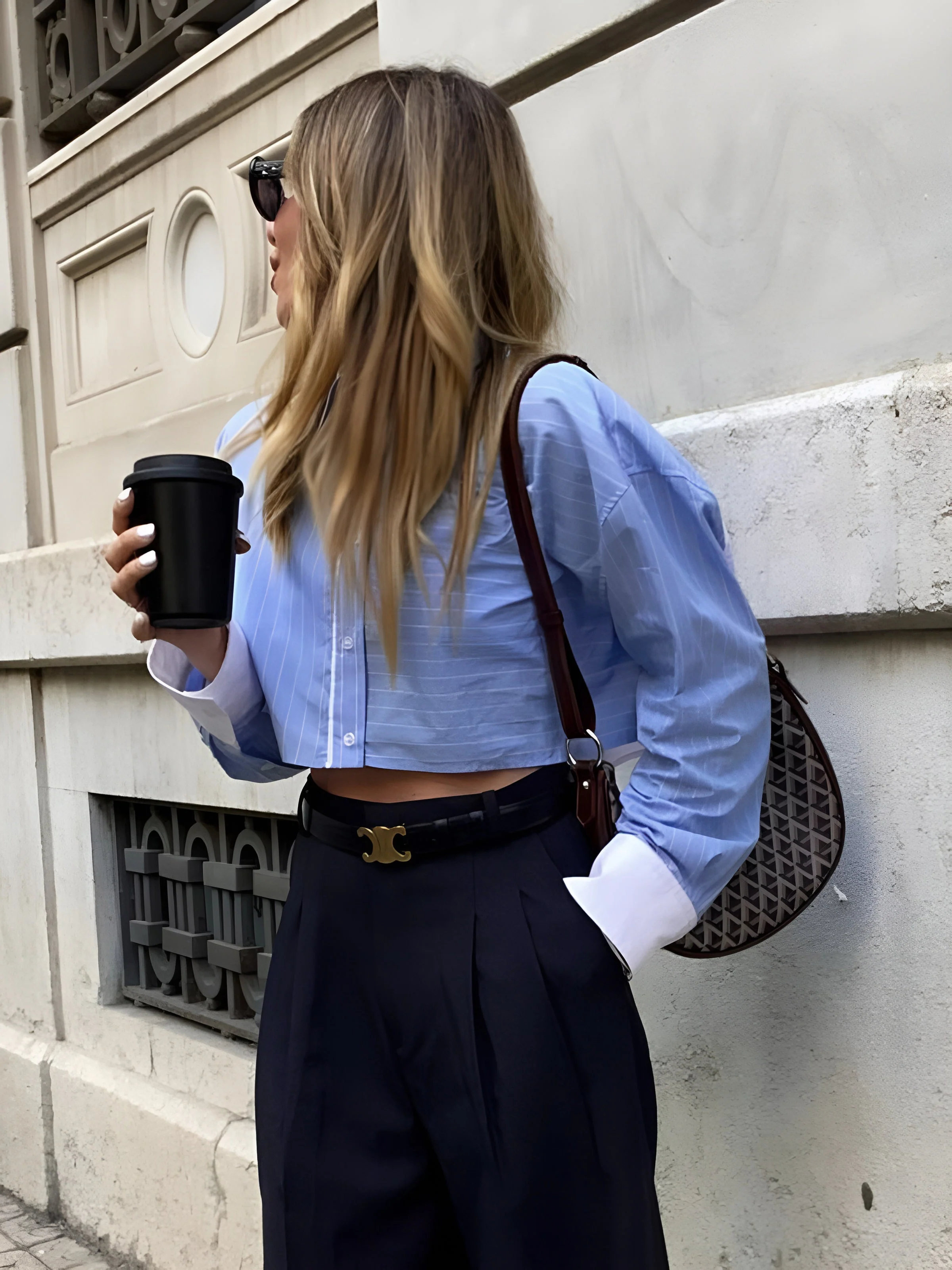 Striped Cropped Graceful Patchwork Shirt - Image 10