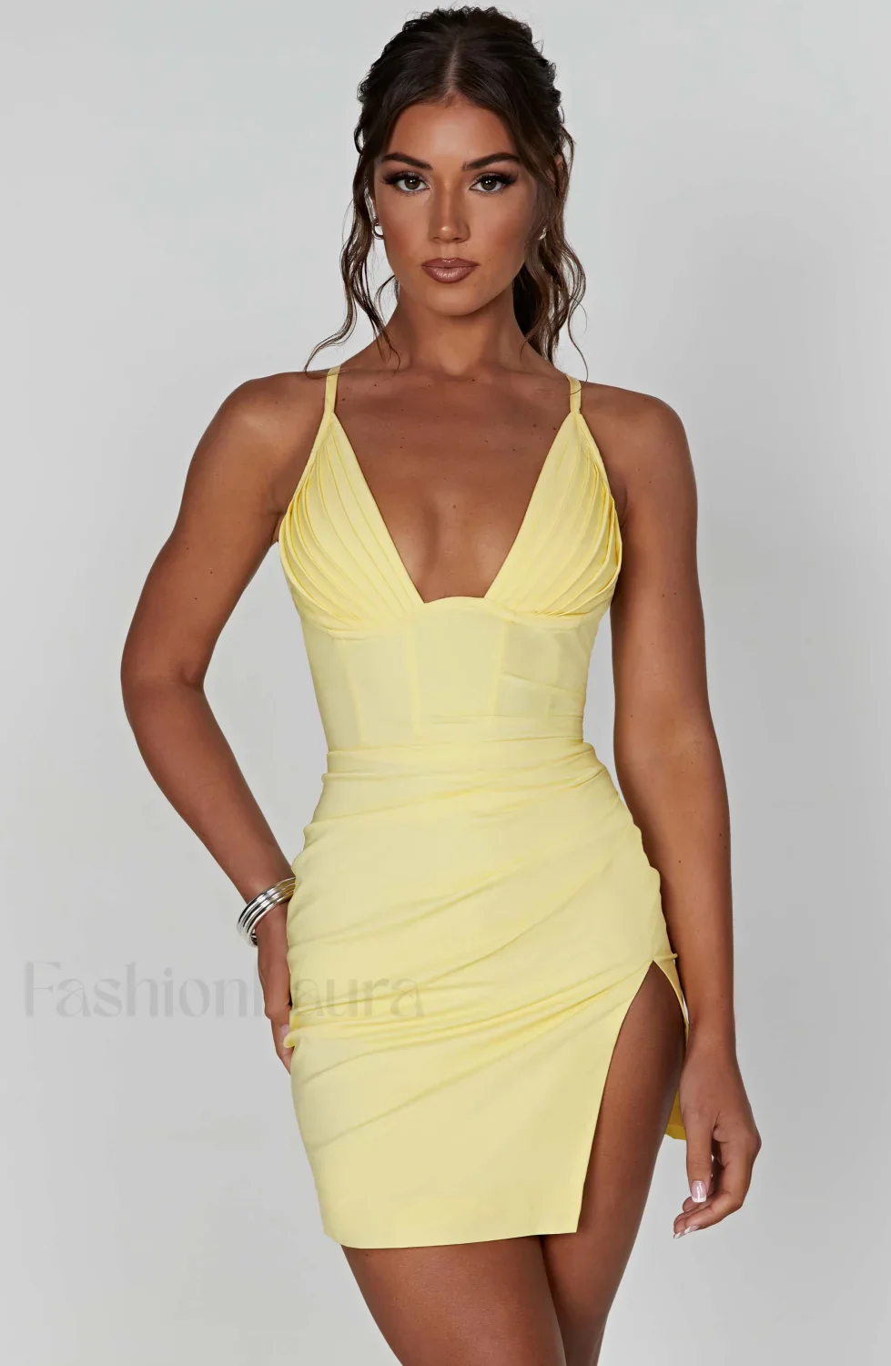 Aura Mini Graceful Dress - Lemon - Image 11