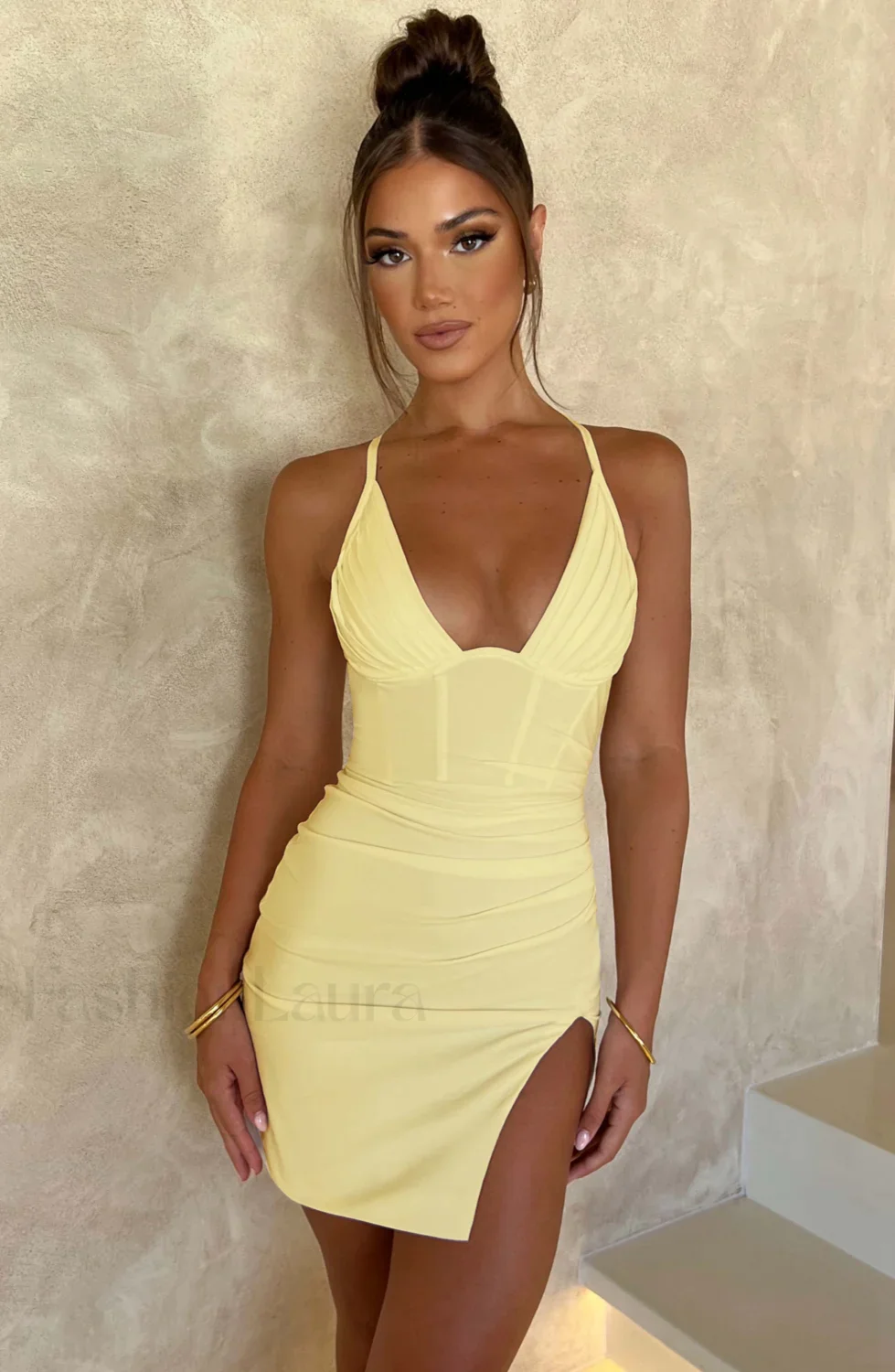Aura Mini Graceful Dress - Lemon - Image 13