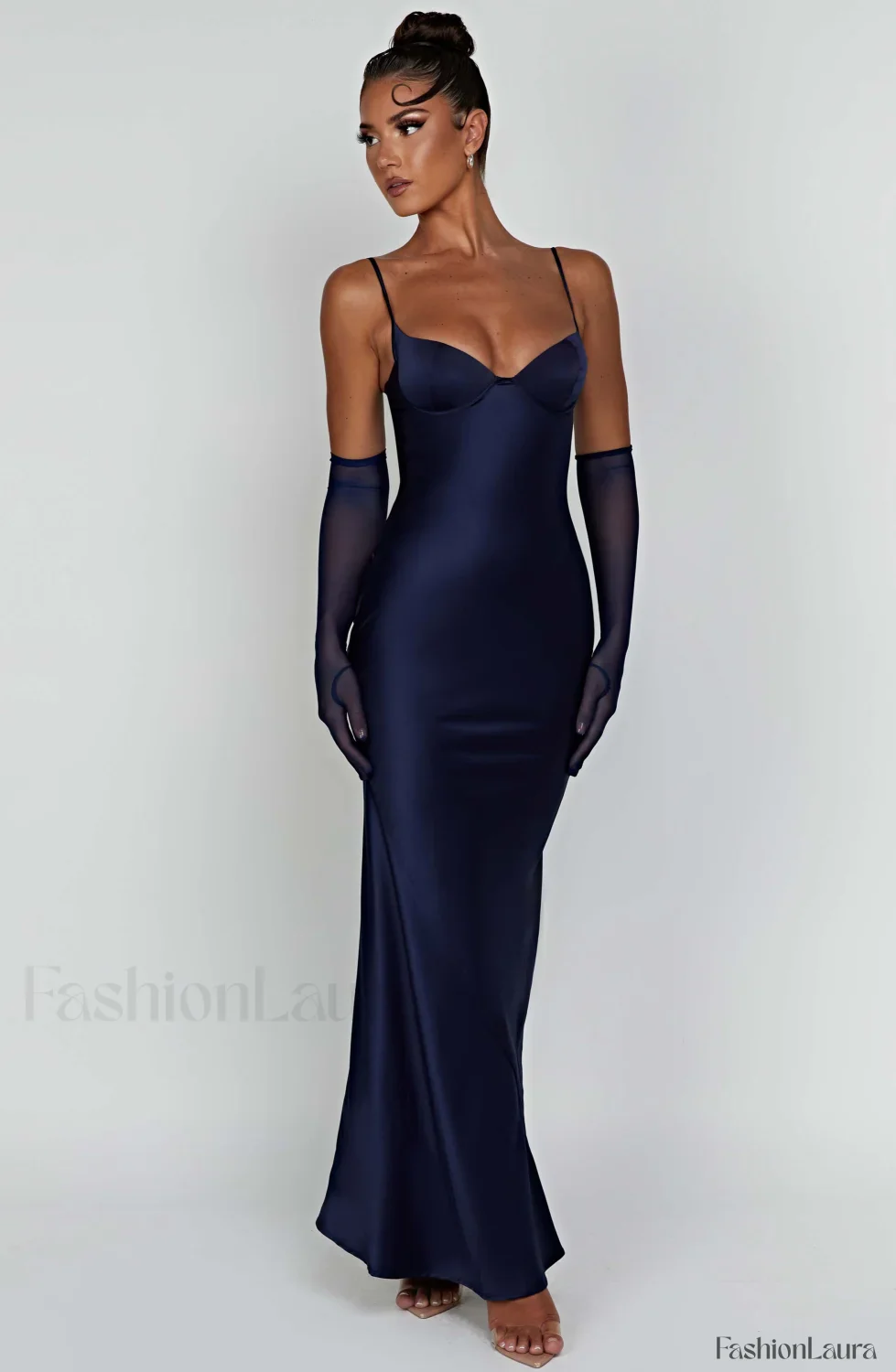 Athena Maxi Graceful Dress - Navy - Image 24