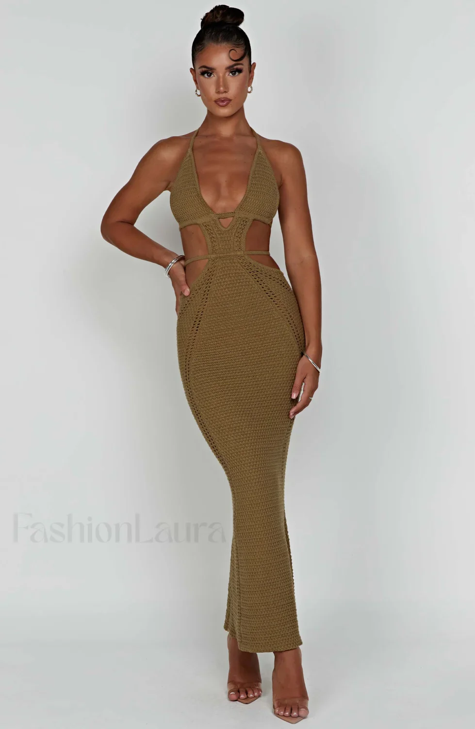 Arabella Maxi Graceful Dress - Khaki - Image 33