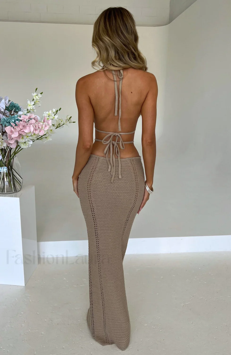 Arabella Maxi Graceful Dress - Beige - Image 2