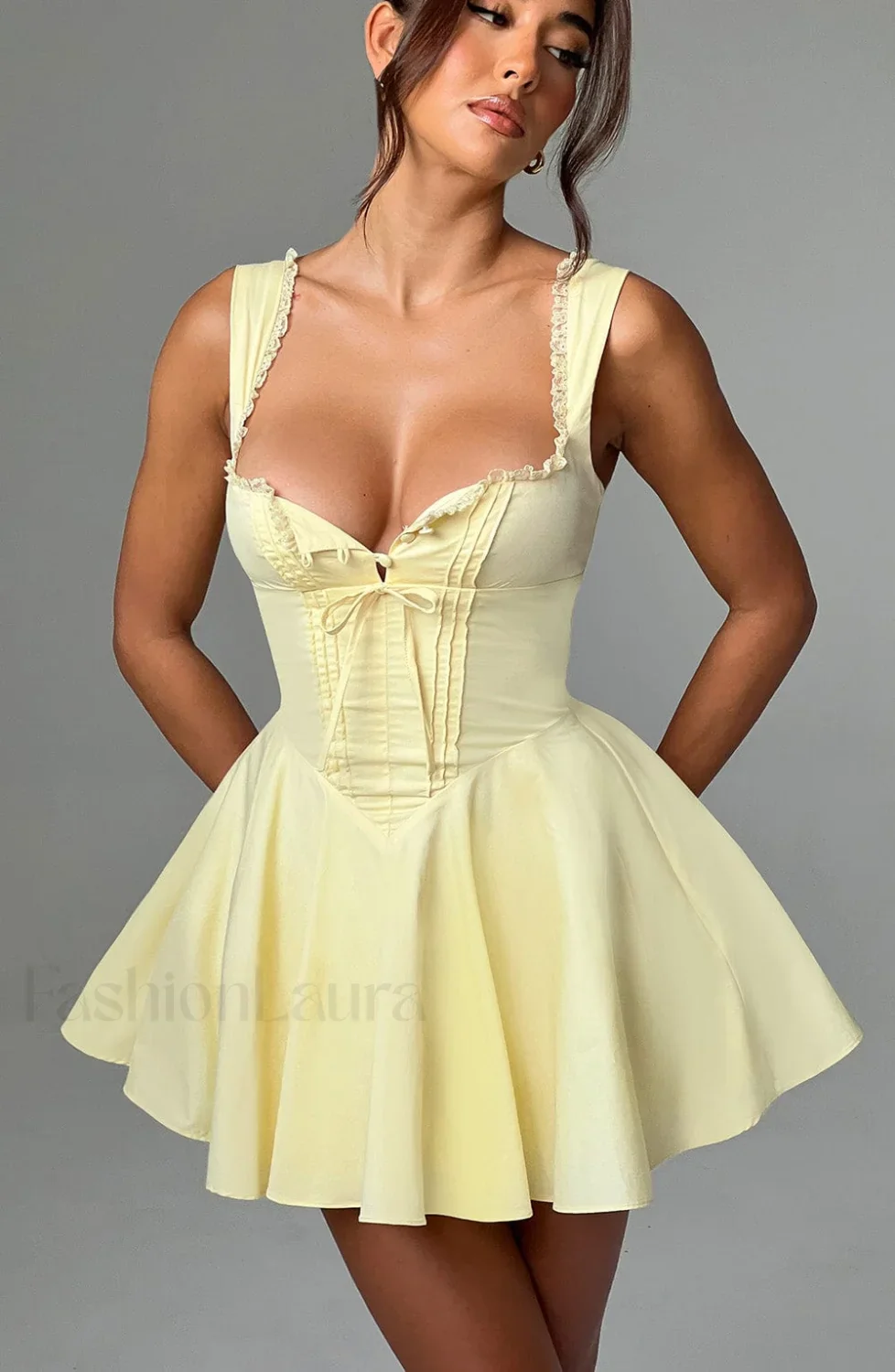Antonella Mini Graceful Dress - Lemon - Image 12