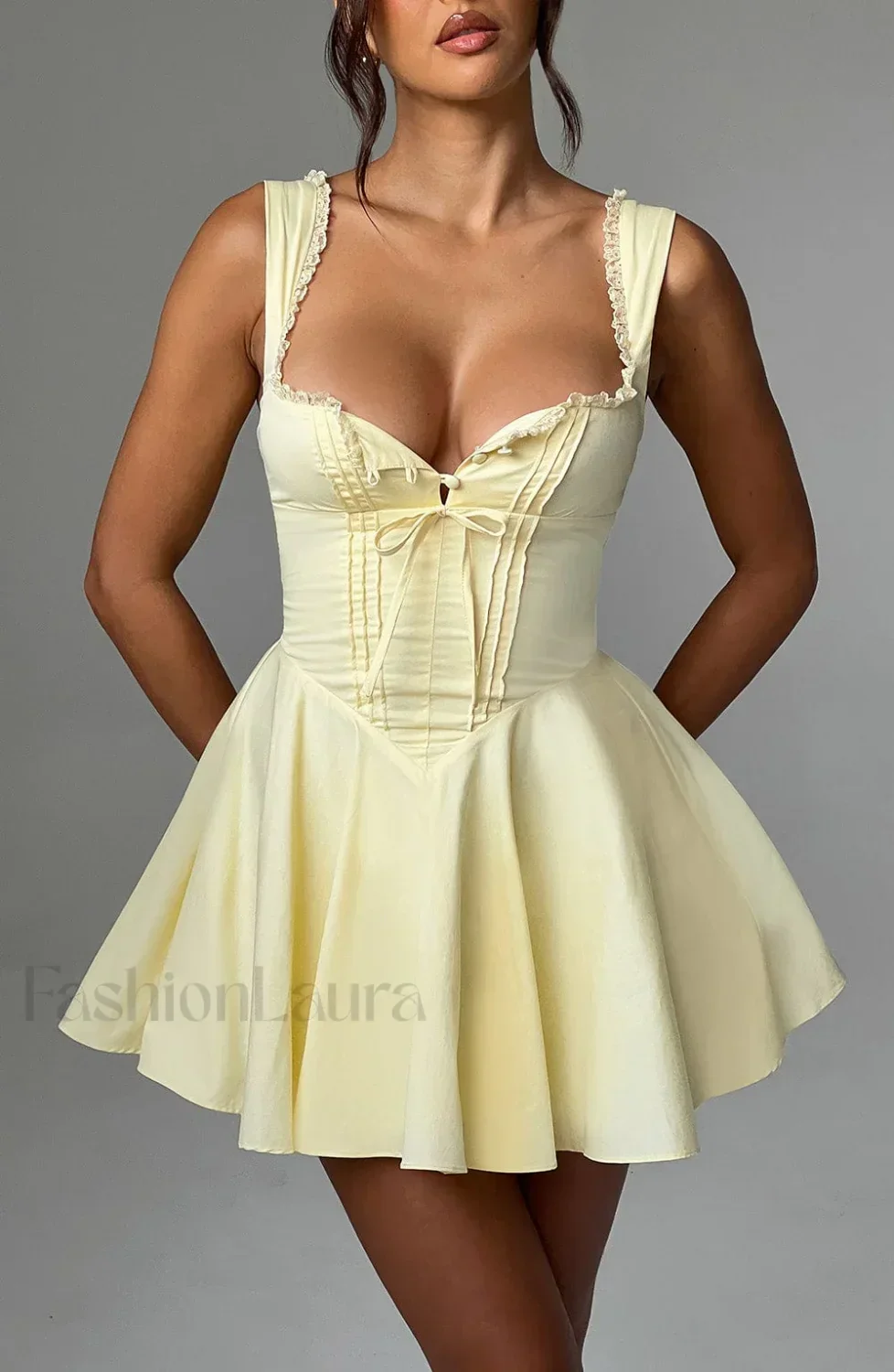 Antonella Mini Graceful Dress - Lemon - Image 4