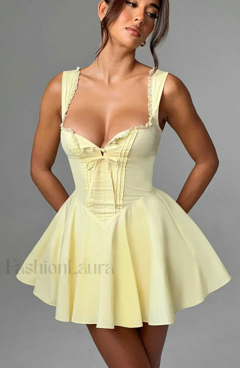 Antonella Mini Graceful Dress - Lemon - Image 7