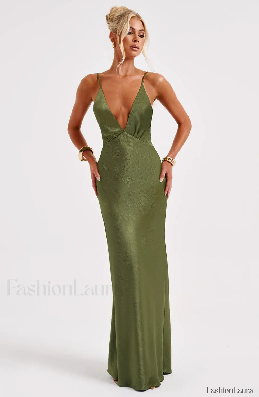 Anja Maxi Graceful Dress - Khaki - Image 18
