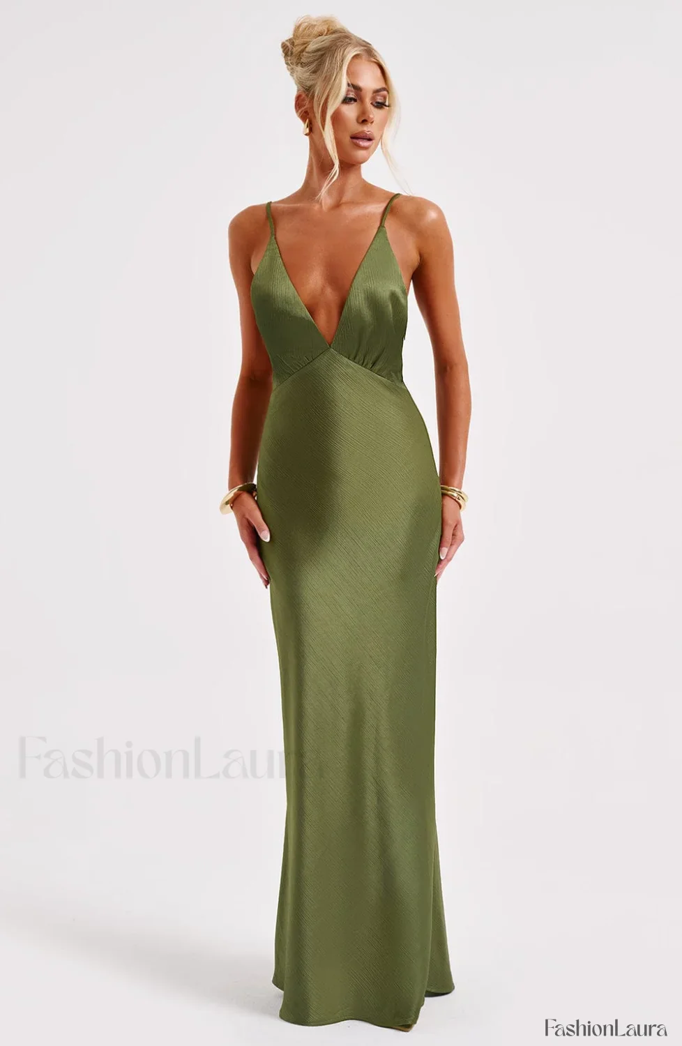 Anja Maxi Graceful Dress - Khaki - Image 19