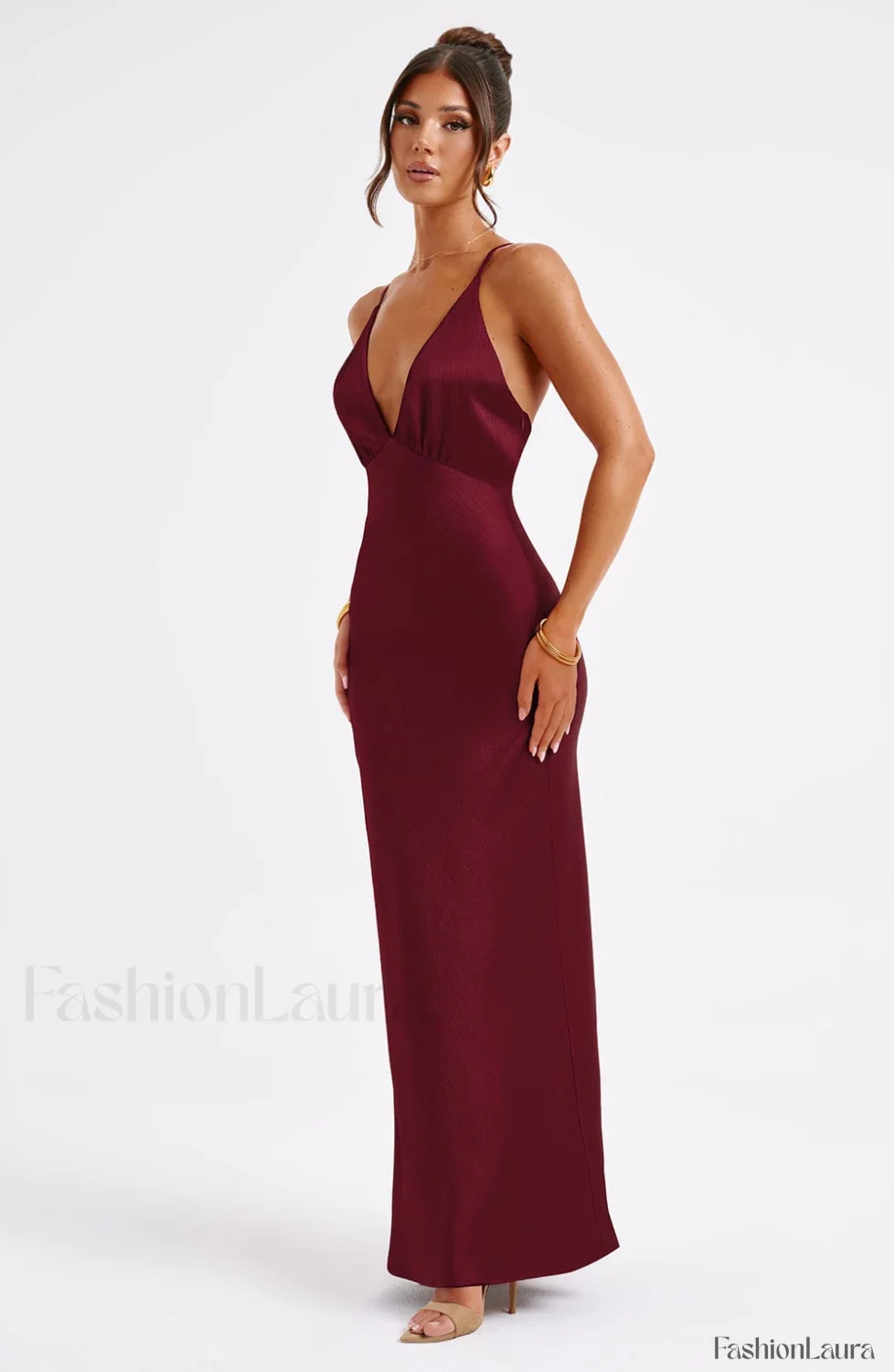 Anja Maxi Graceful Dress - Burgundy - Image 10