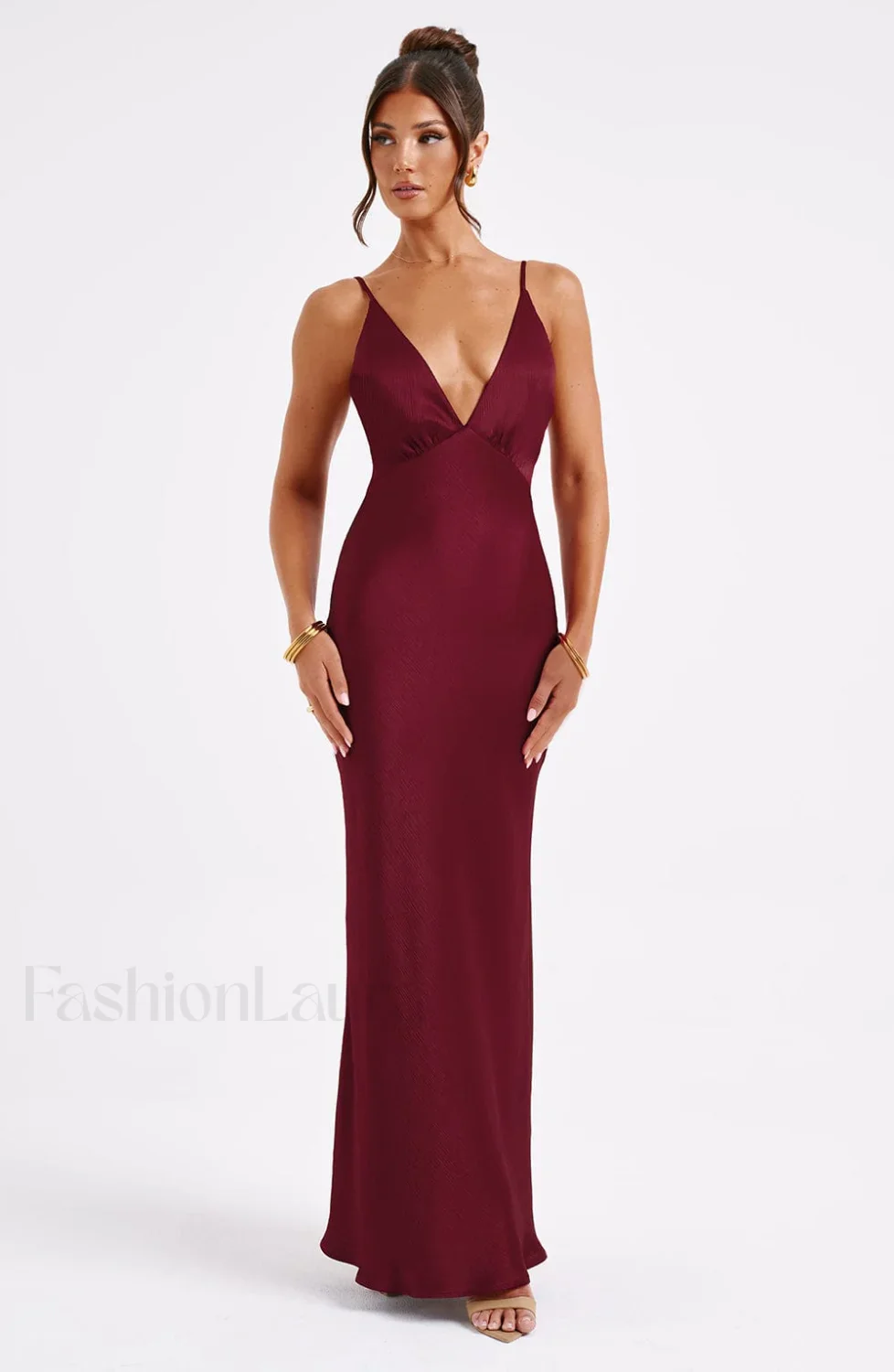Anja Maxi Graceful Dress - Burgundy - Image 6