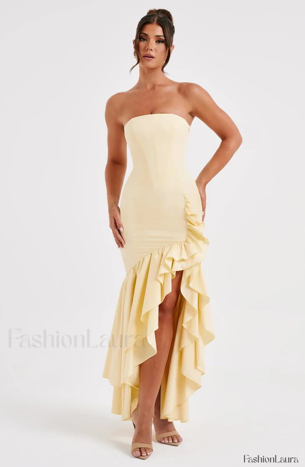 Angelina Maxi Graceful Dress - Lemon - Image 10