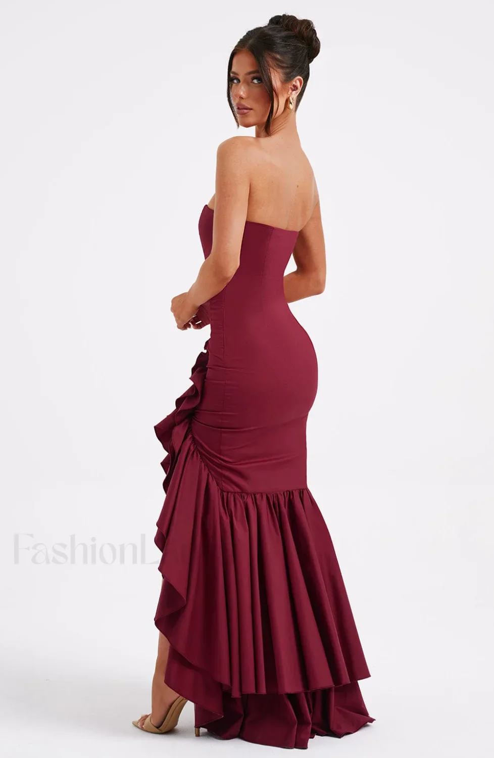 Angelina Maxi Graceful Dress - Burgundy - Image 15