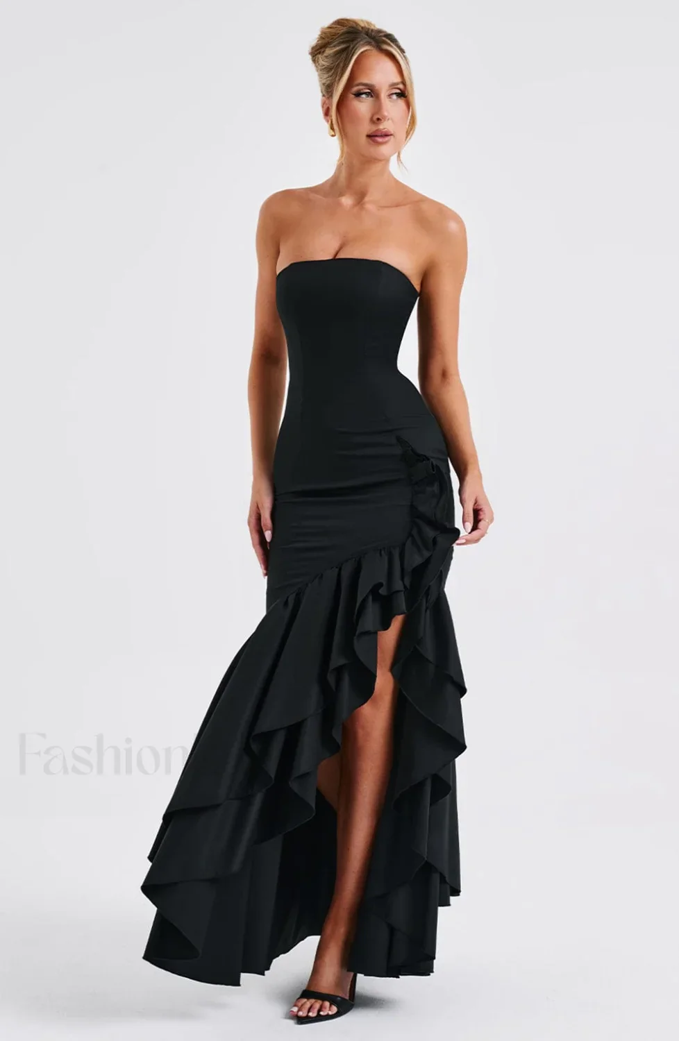 Angelina Maxi Graceful Dress - Black - Image 4