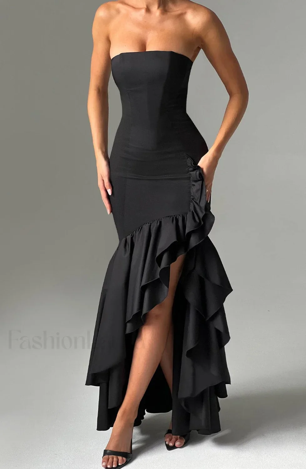 Angelina Maxi Graceful Dress - Black - Image 7