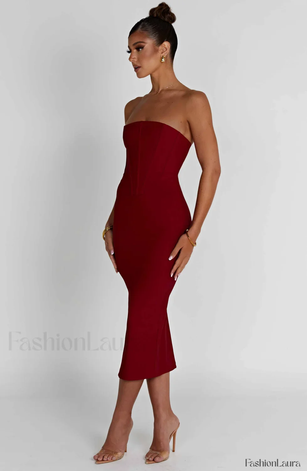 Amore Midi Graceful Dress - Red - Image 15