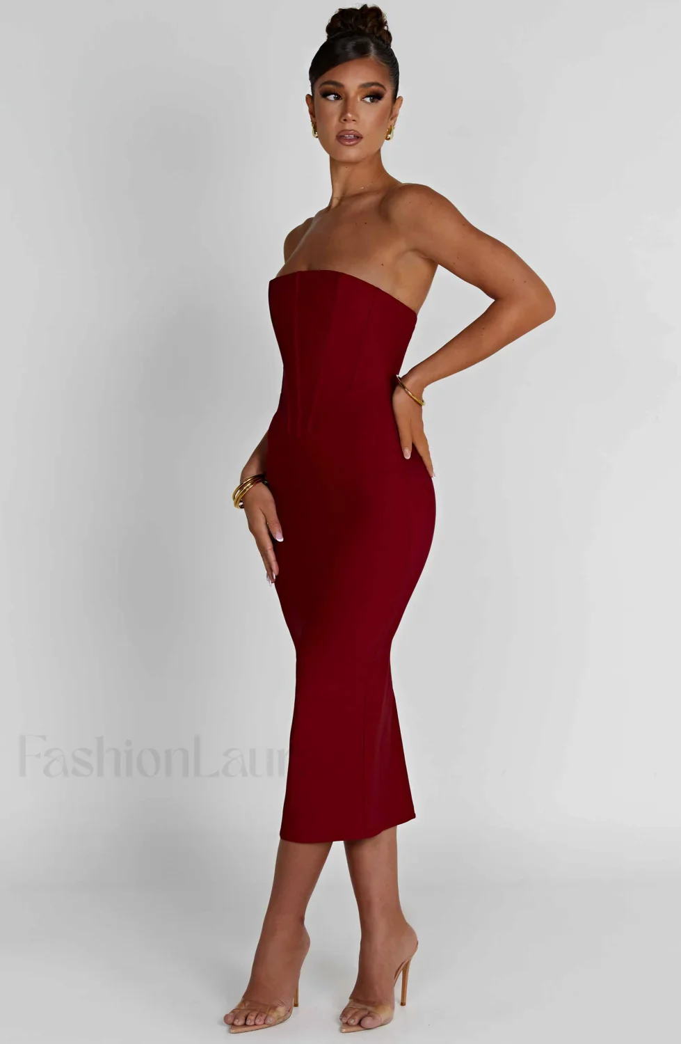 Amore Midi Graceful Dress - Red - Image 4