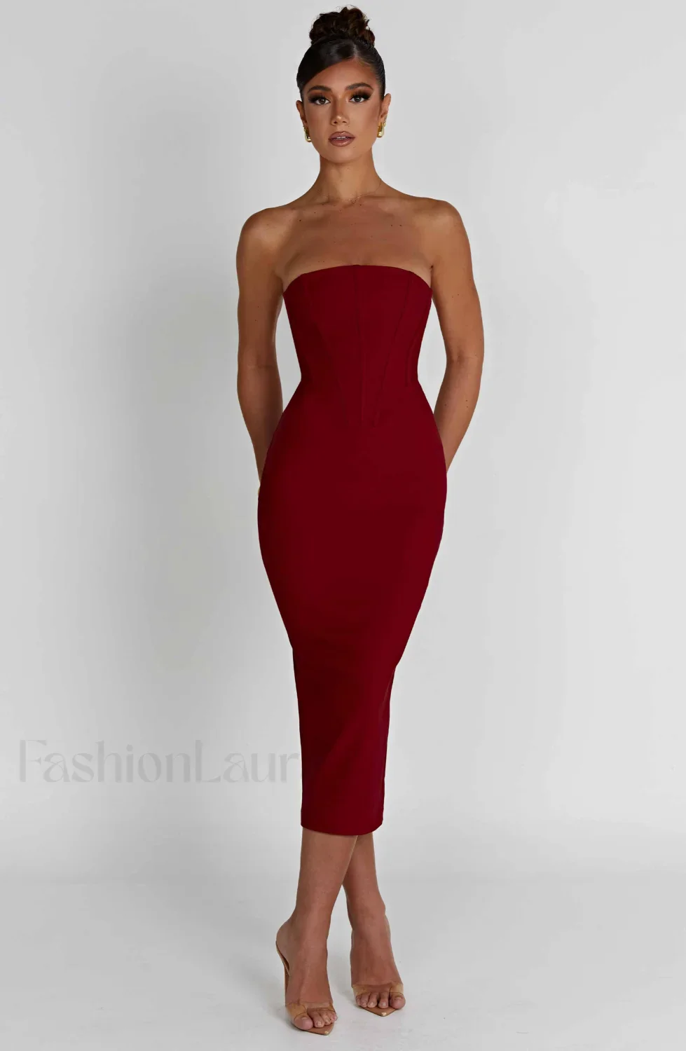 Amore Midi Graceful Dress - Red - Image 6