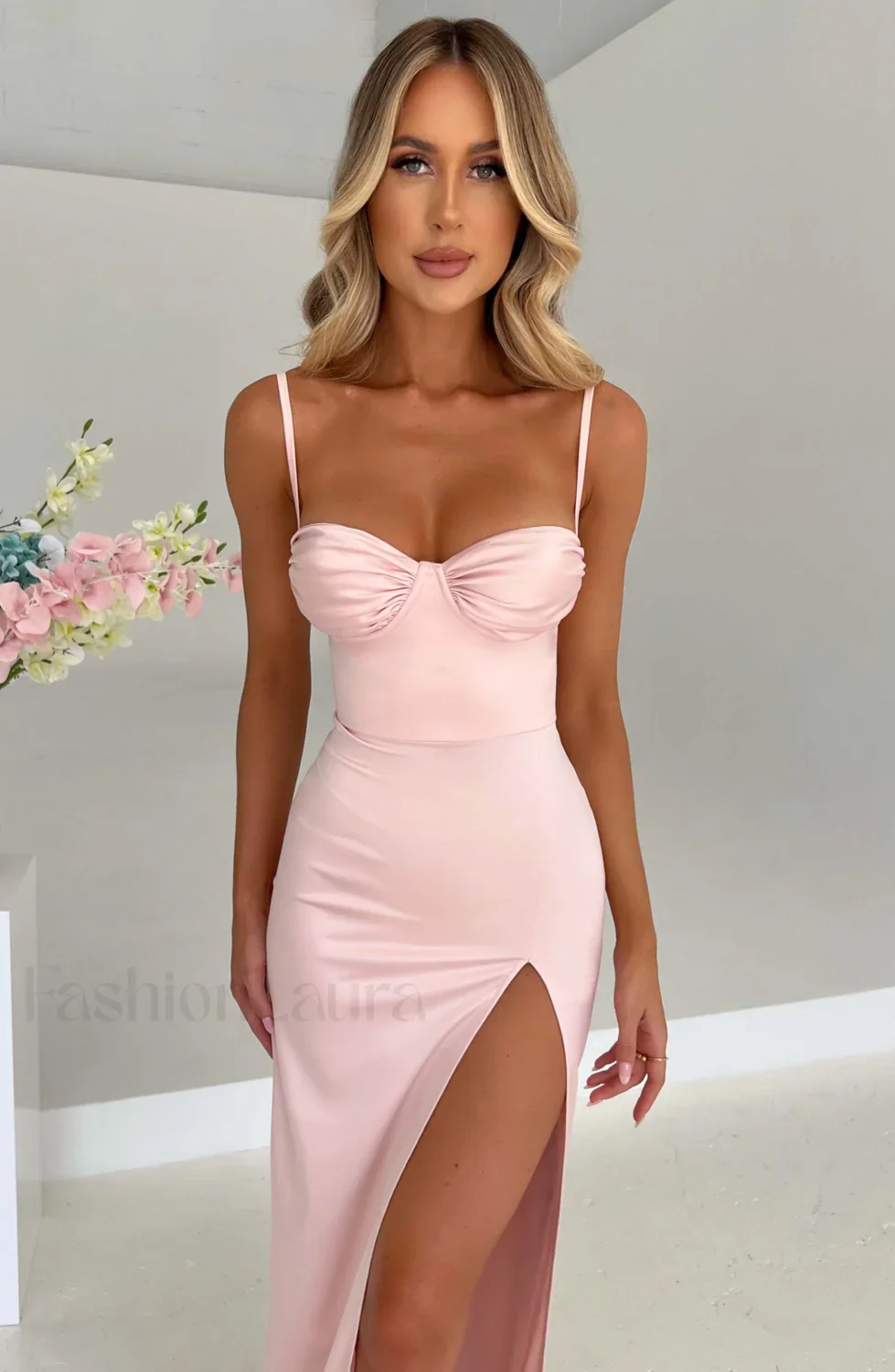 Alora Maxi Graceful Dress - Blush - Image 2