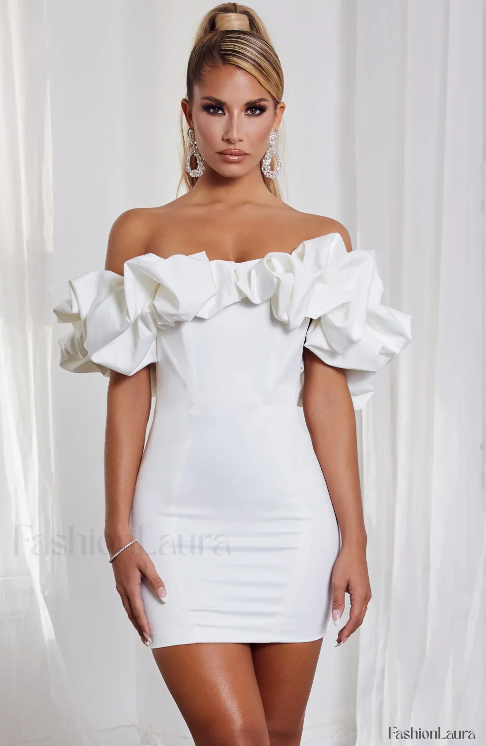 Allie Mini Graceful Dress - White - Image 13