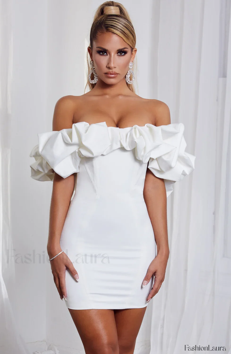 Allie Mini Graceful Dress - White - Image 14