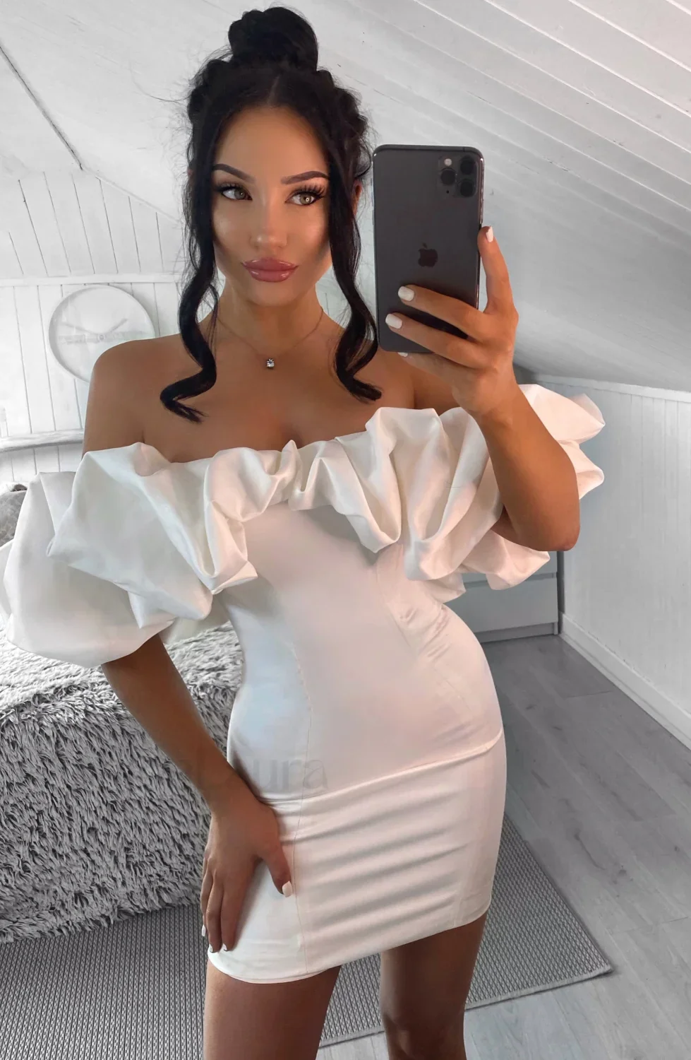 Allie Mini Graceful Dress - White - Image 2