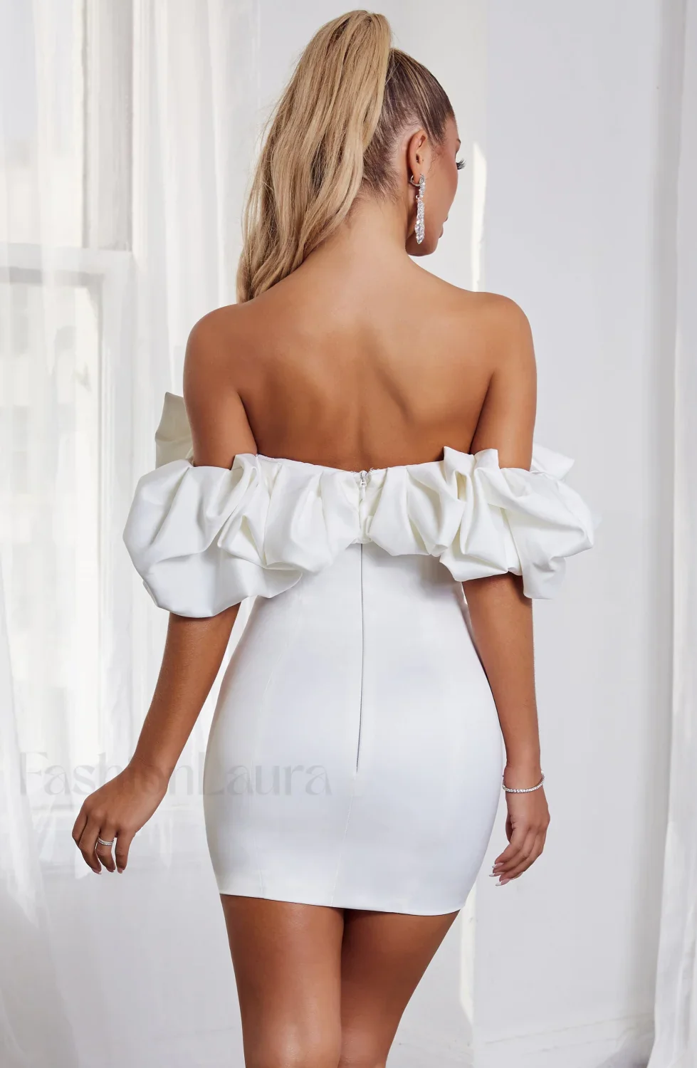 Allie Mini Graceful Dress - White - Image 4