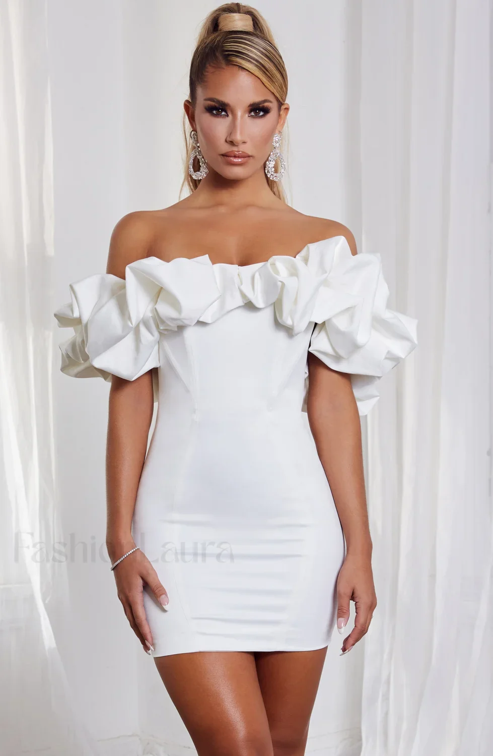 Allie Mini Graceful Dress - White - Image 6