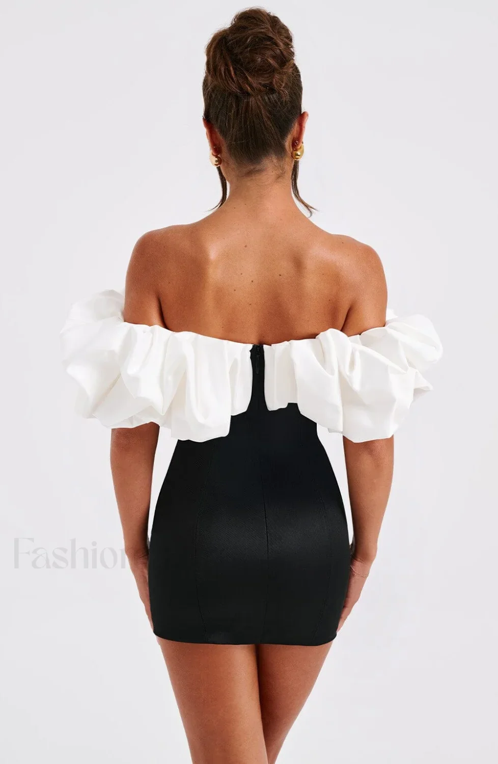 Allie Mini Graceful Dress - Black/White - Image 10