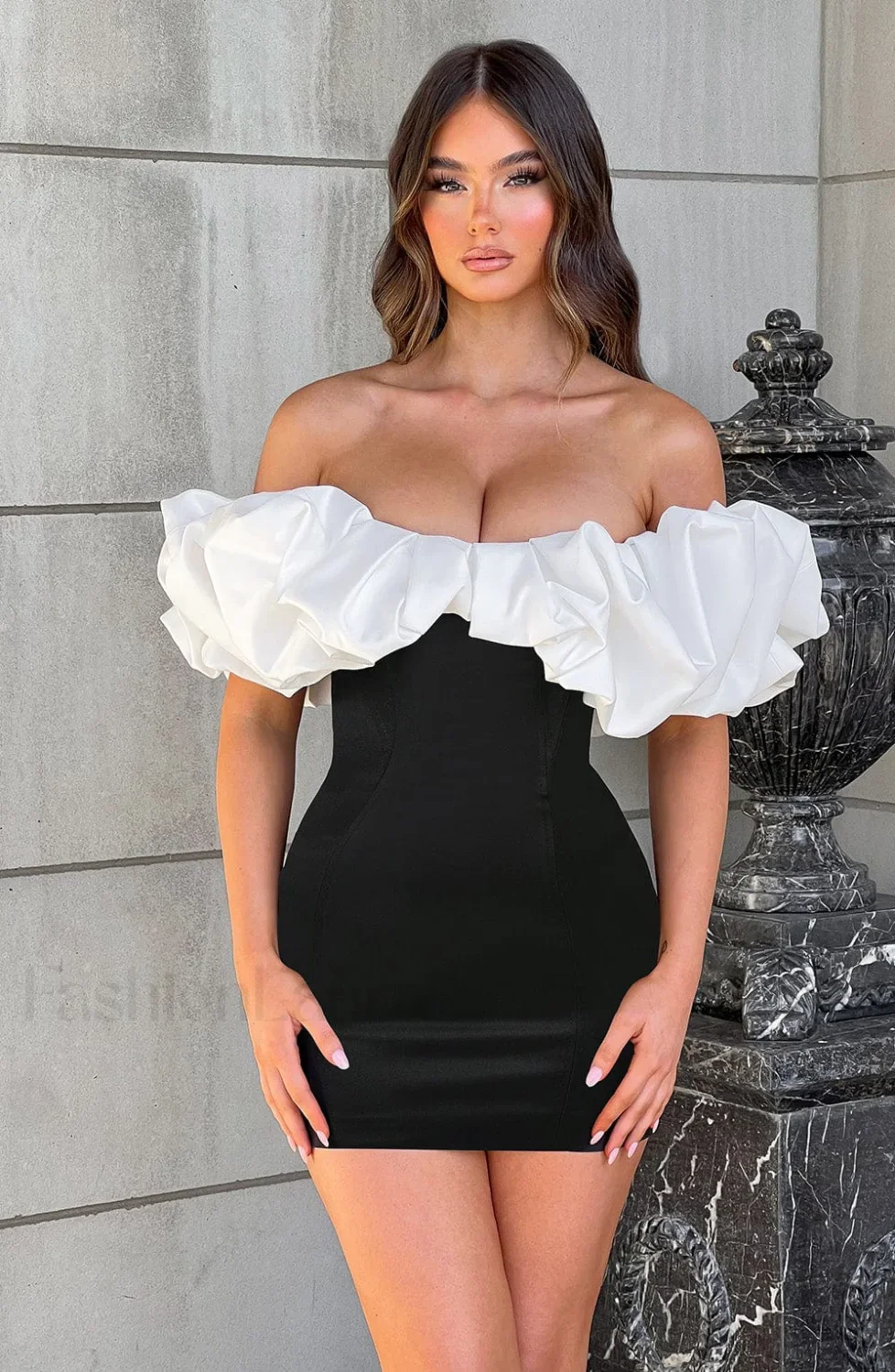 Allie Mini Graceful Dress - Black/White - Image 11