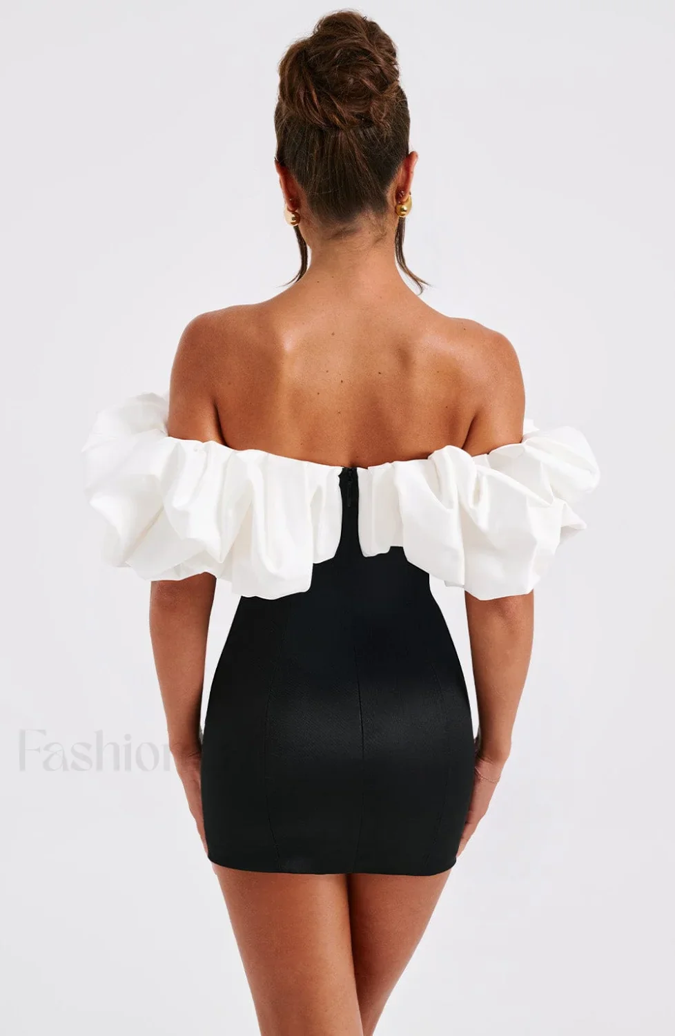 Allie Mini Graceful Dress - Black/White - Image 13