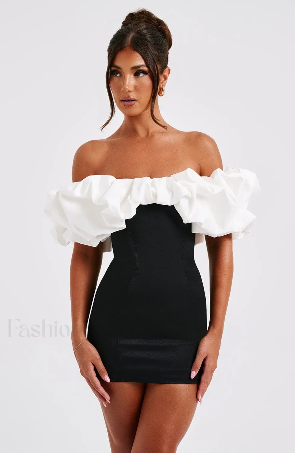 Allie Mini Graceful Dress - Black/White - Image 14