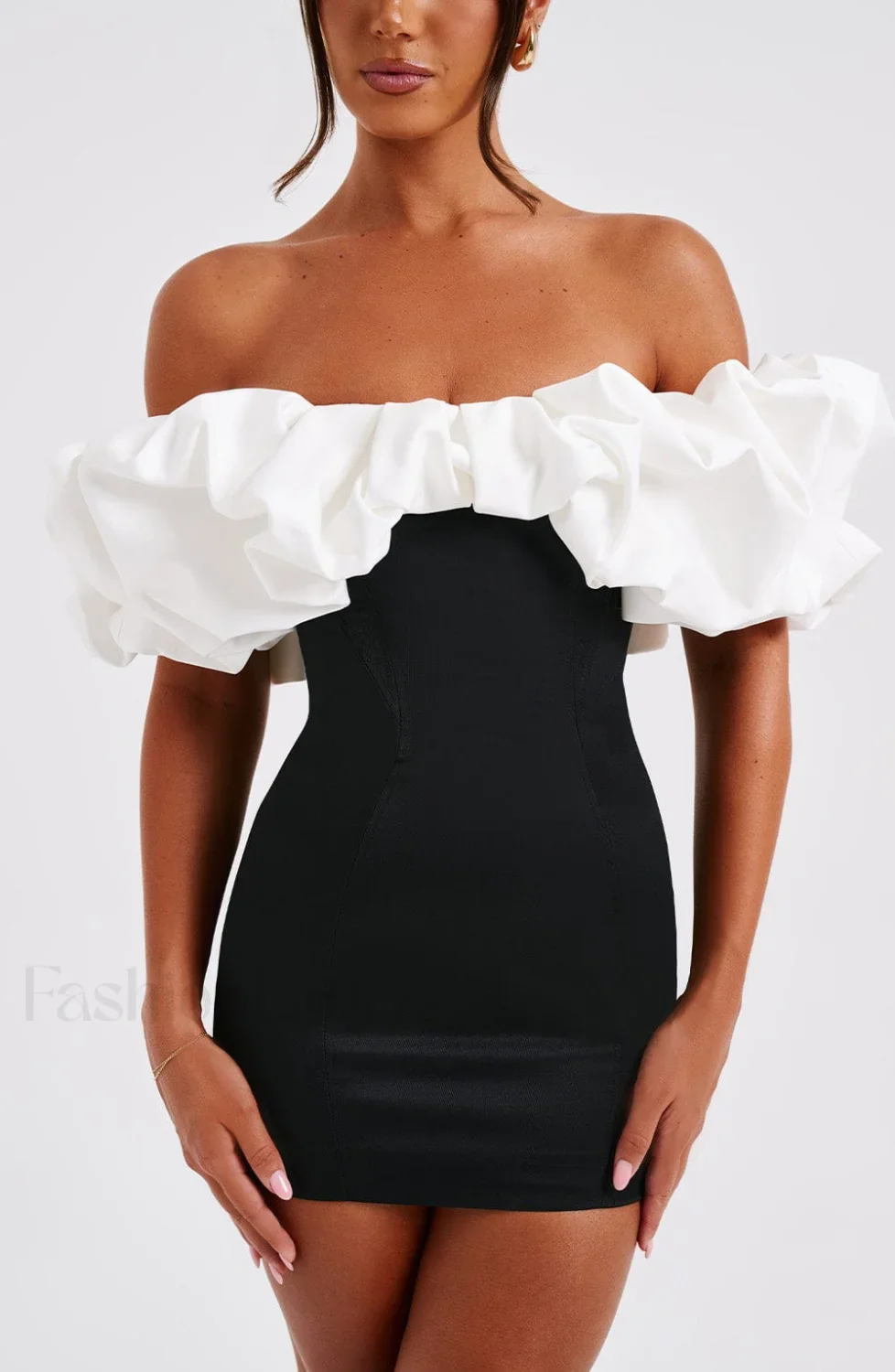 Allie Mini Graceful Dress - Black/White - Image 16