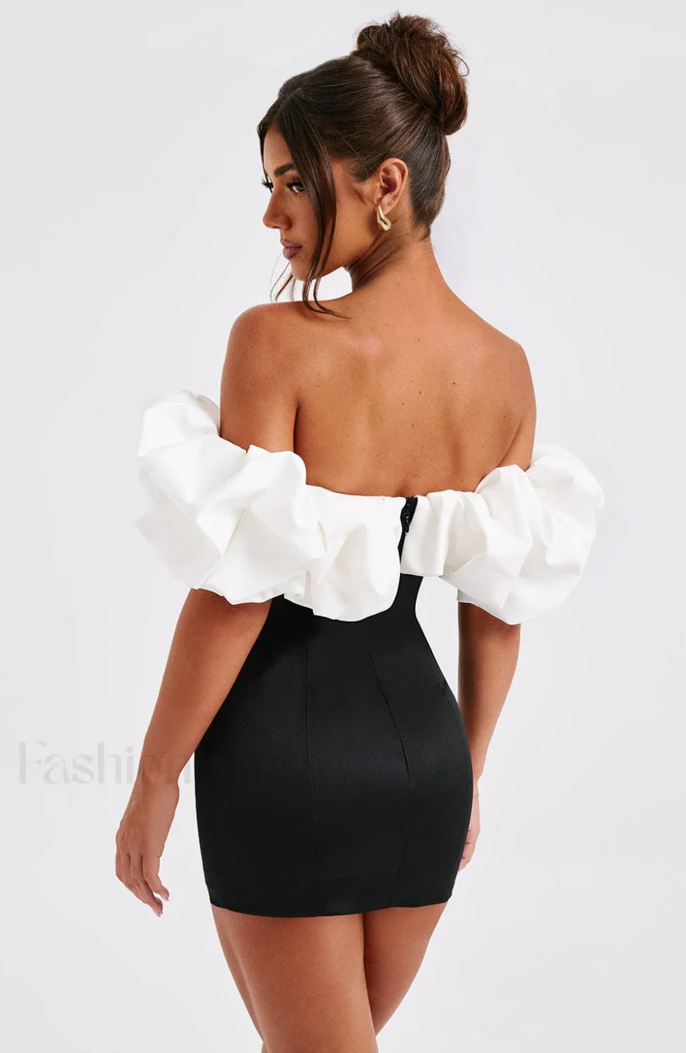 Allie Mini Graceful Dress - Black/White - Image 18