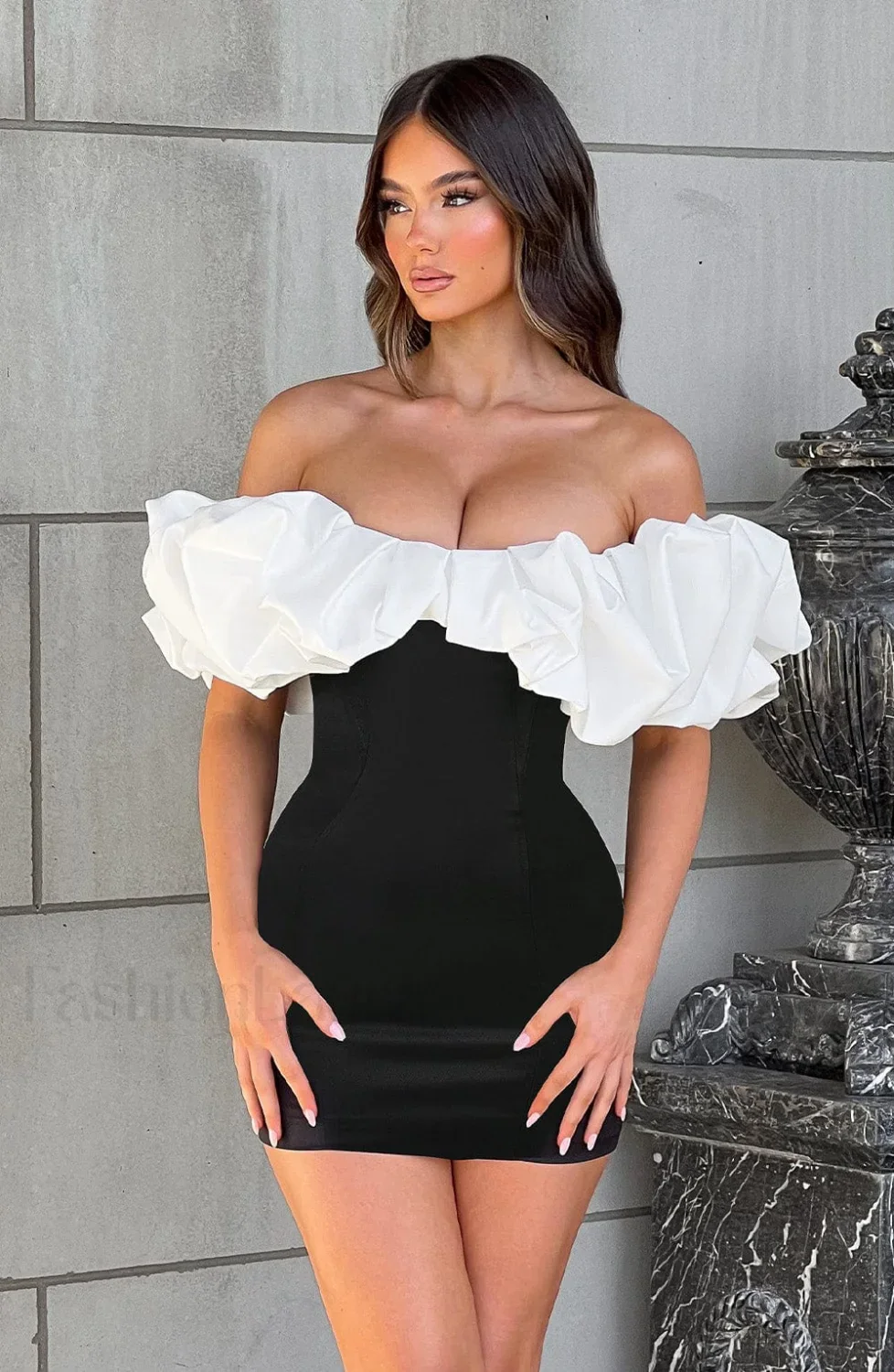 Allie Mini Graceful Dress - Black/White - Image 22