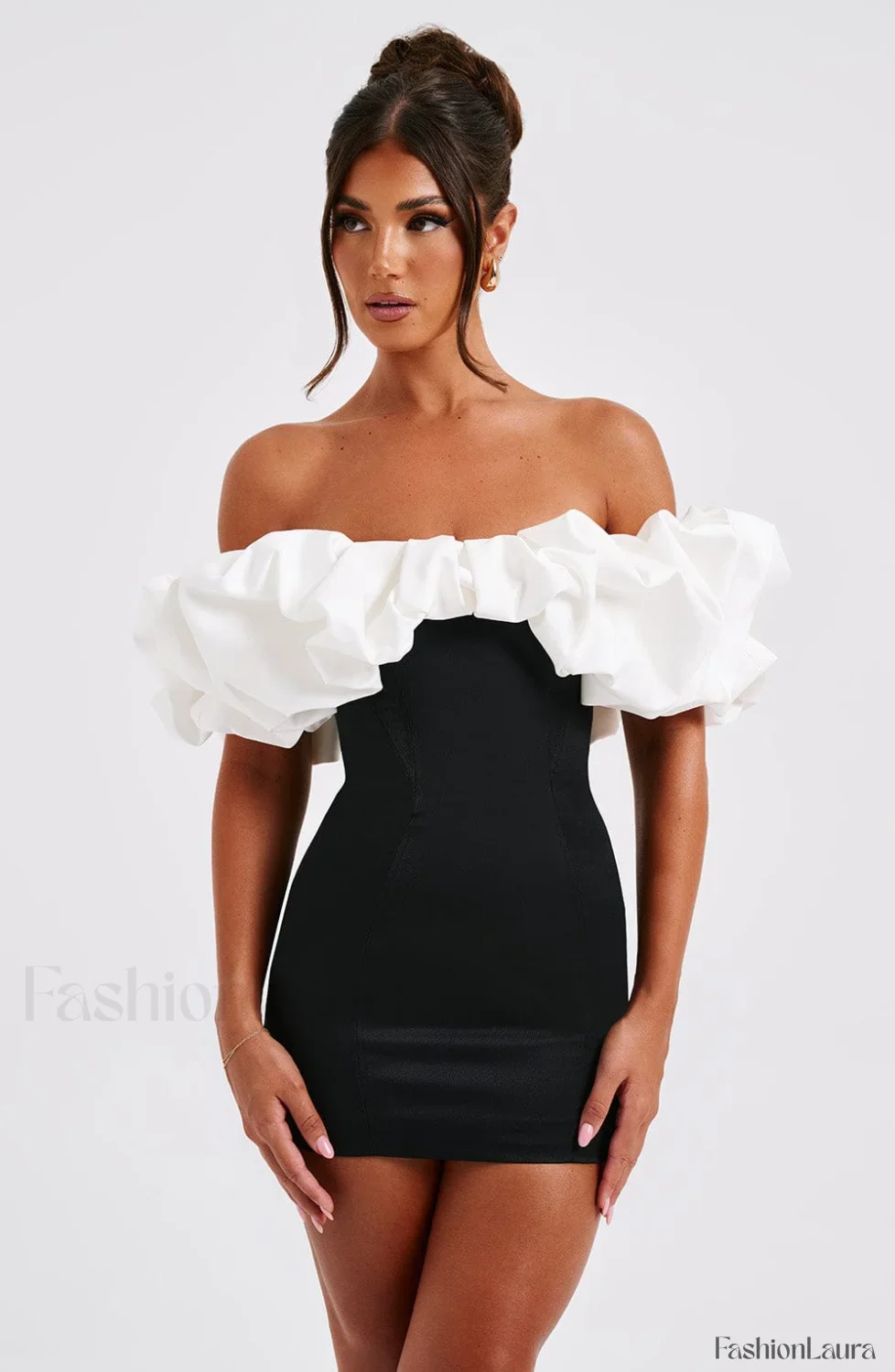 Allie Mini Graceful Dress - Black/White - Image 25