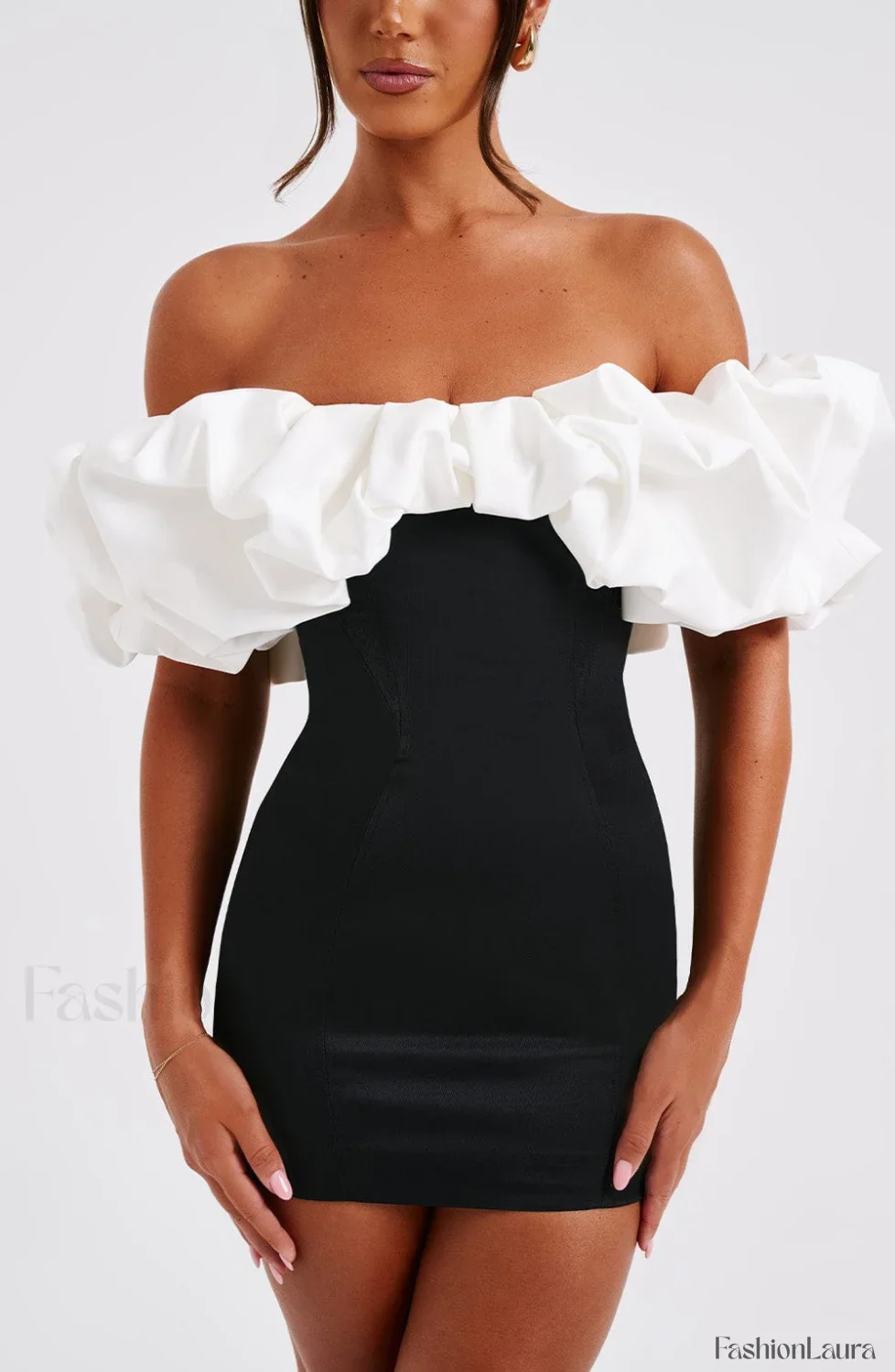 Allie Mini Graceful Dress - Black/White - Image 27