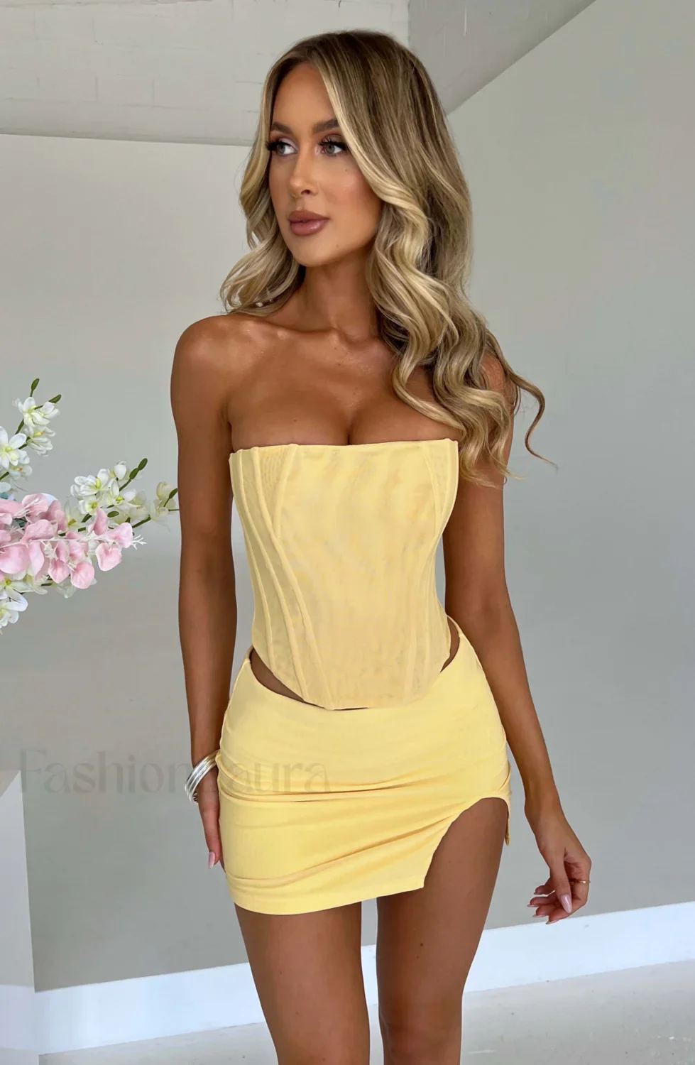 Alina Mini Graceful Skirt - Lemon - Image 15