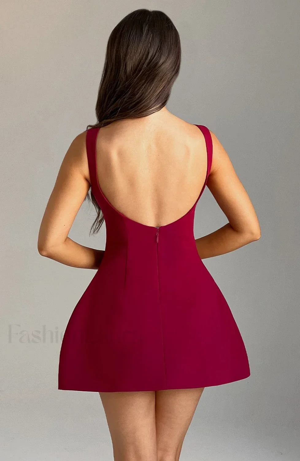 Alana Mini Graceful Dress - Wine - Image 2