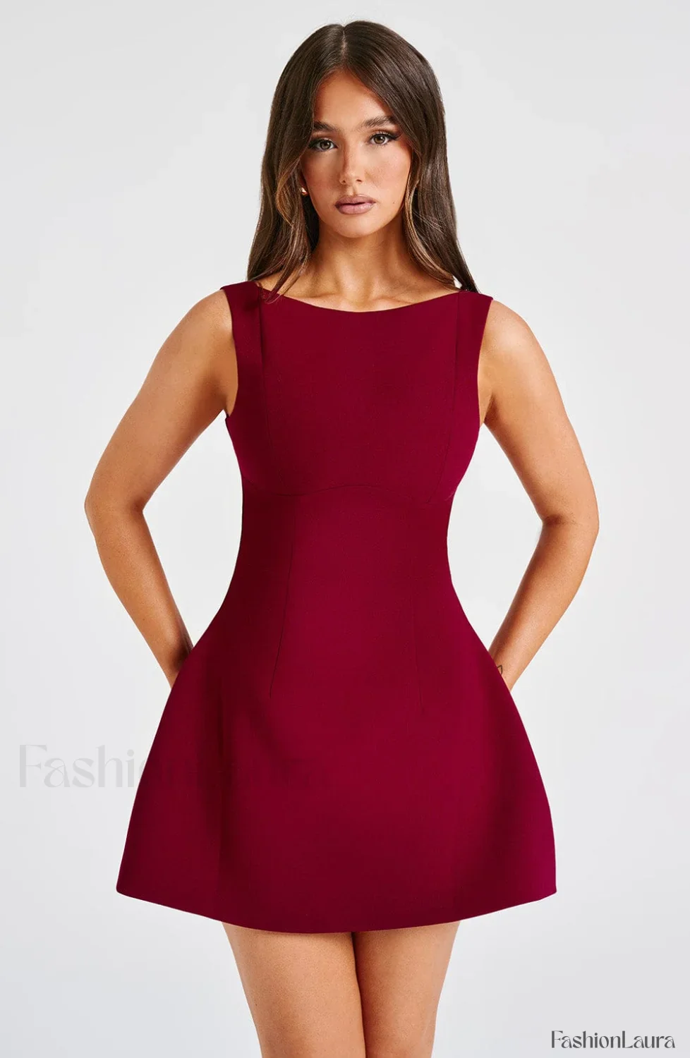 Alana Mini Graceful Dress - Wine - Image 23