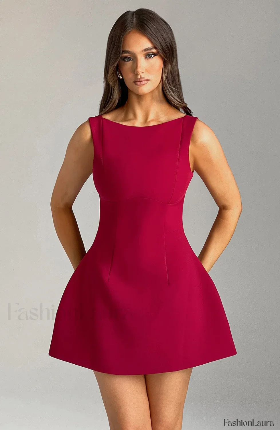 Alana Mini Graceful Dress - Wine - Image 25