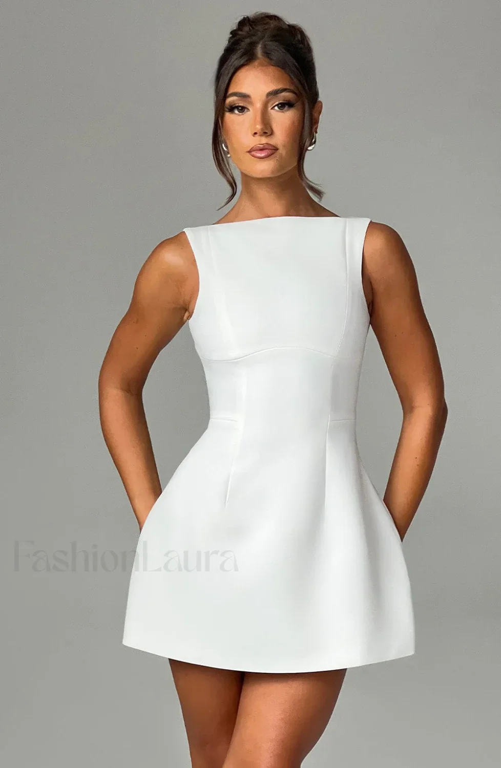 Alana Mini Graceful Dress - Ivory - Image 3