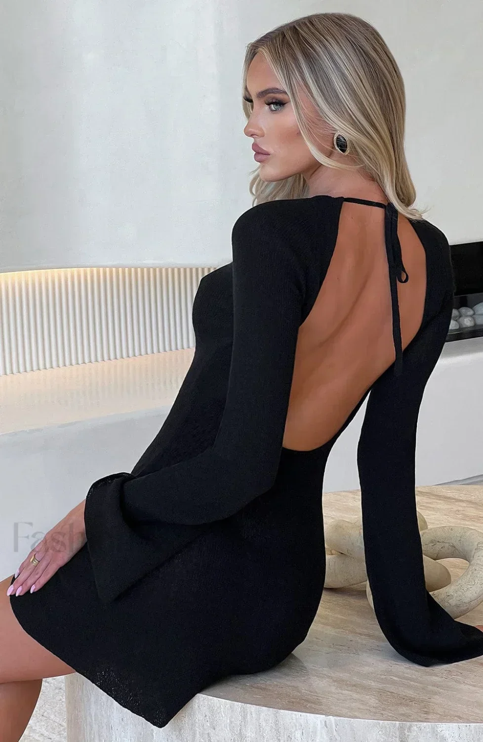 Adalee Mini Graceful Dress - Black - Image 3