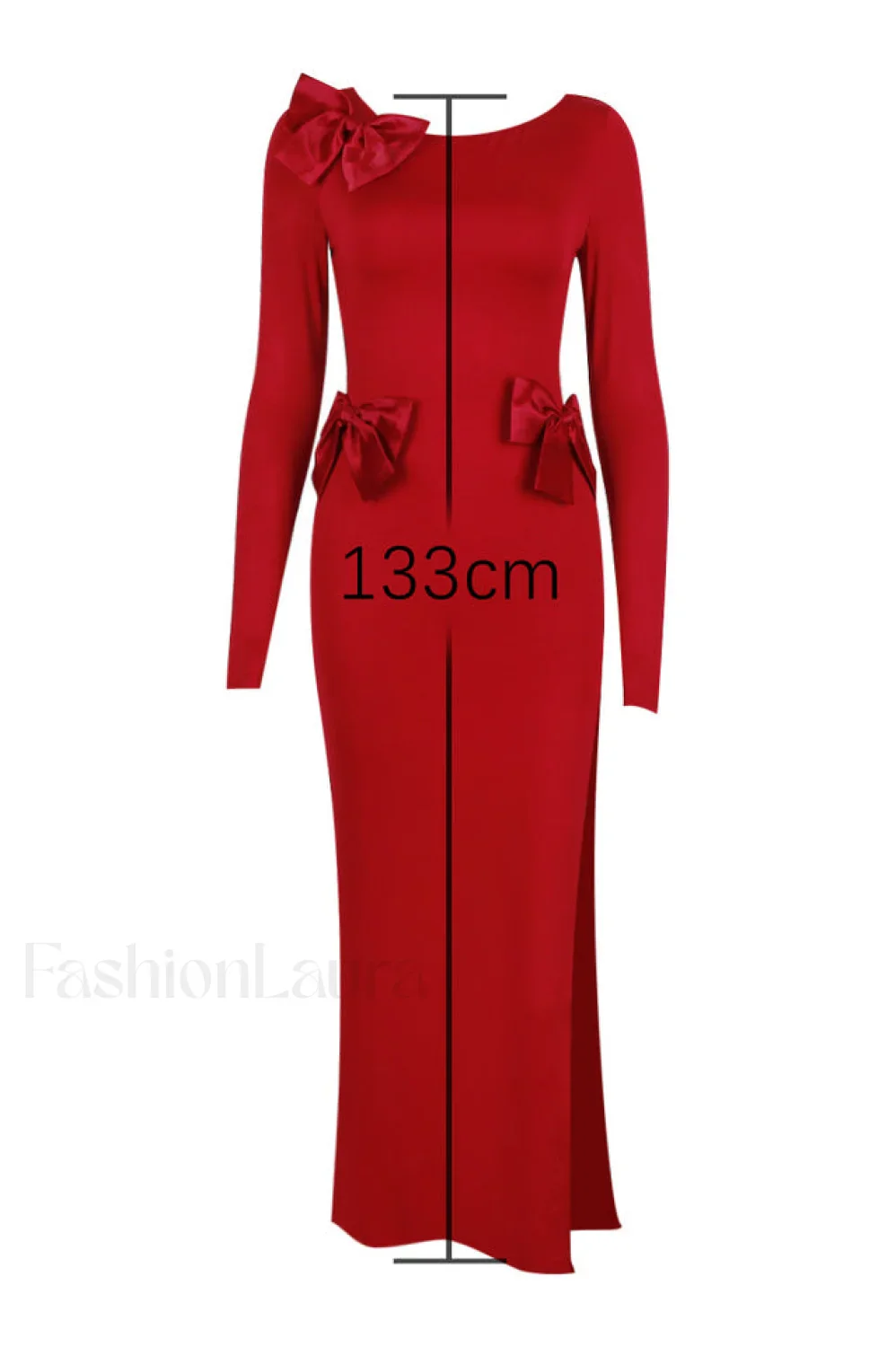 Lavele Red Stylish Bow Maxi Dress - Image 11