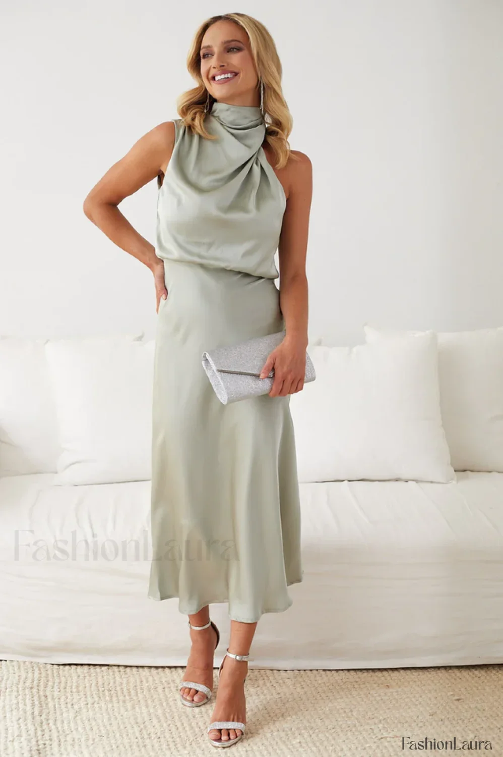 Halter Sleeveless Stylish Satin Bridesmaid Dress - Image 106